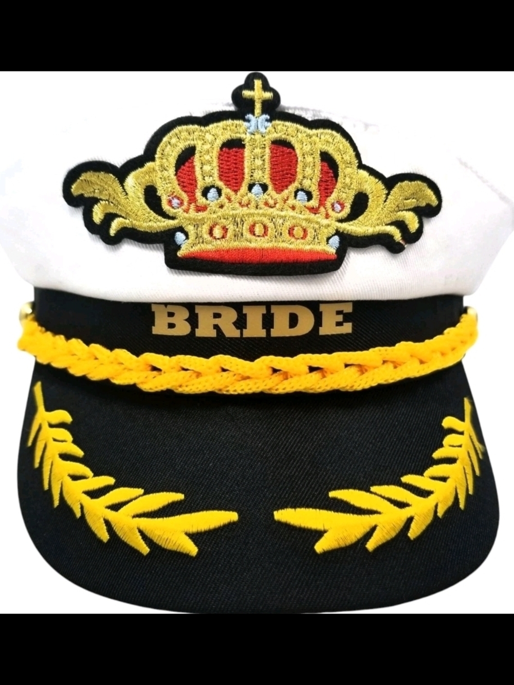 Bride Party Hat  Embroidered Crown Patch / Adjustable STRAP